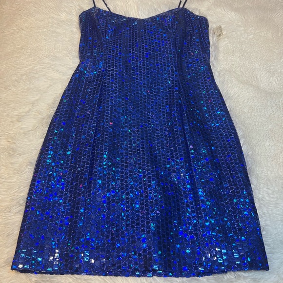 Vintage L.A. GLO 💙 NWT- Blue Sequin Mini Dress - Picture 12 of 13